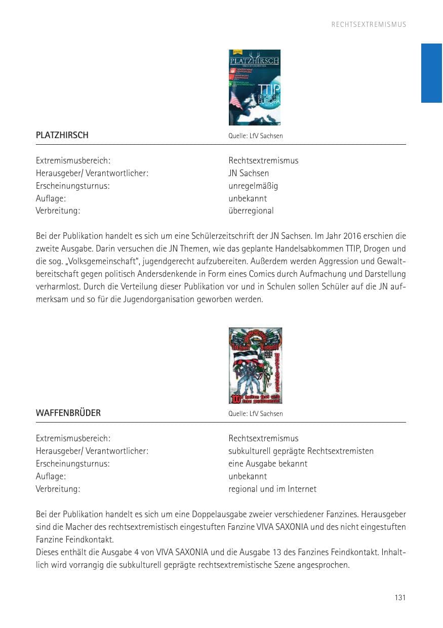 Seite 133 des Verfassungsschutzbericht 2016 Sachsen