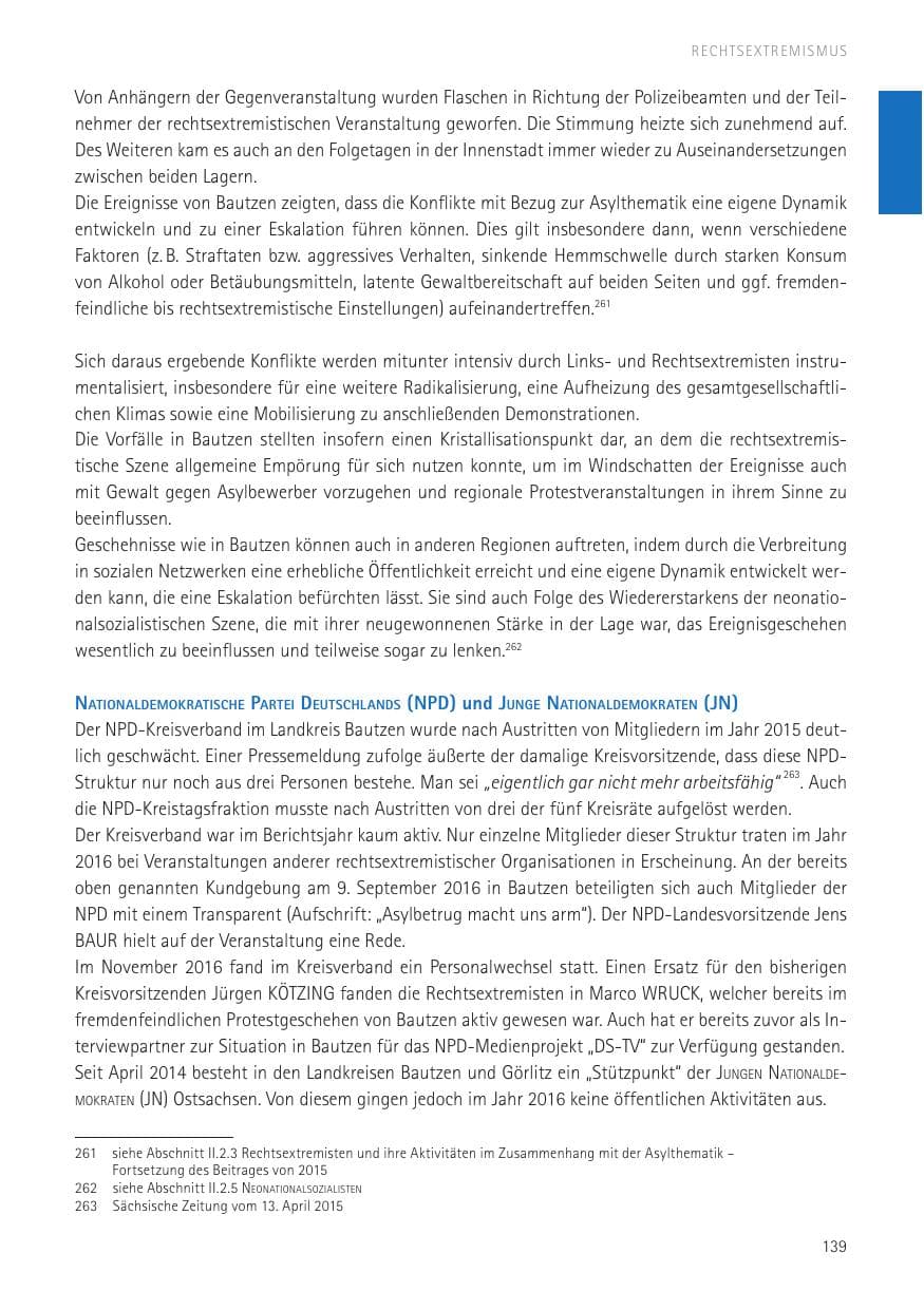 Seite 141 des Verfassungsschutzbericht 2016 Sachsen
