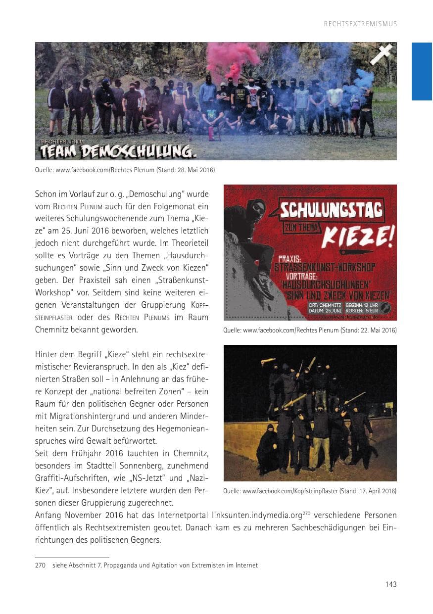 Seite 145 des Verfassungsschutzbericht 2016 Sachsen