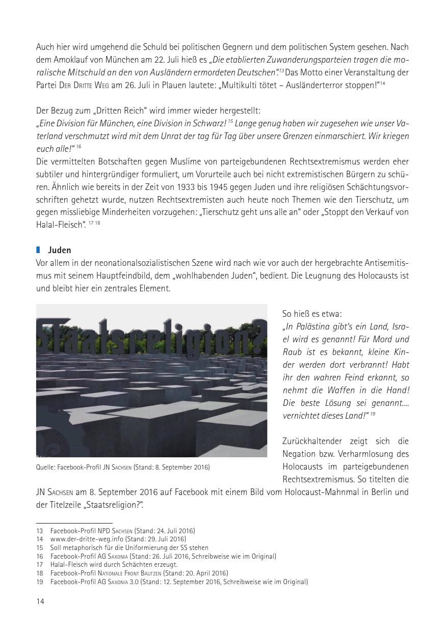 Seite 16 des Verfassungsschutzbericht 2016 Sachsen
