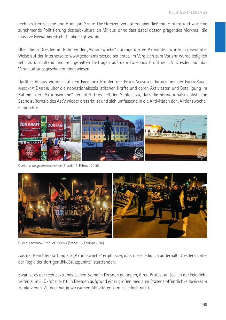 Seite 151 des Verfassungsschutzbericht 2016 Sachsen