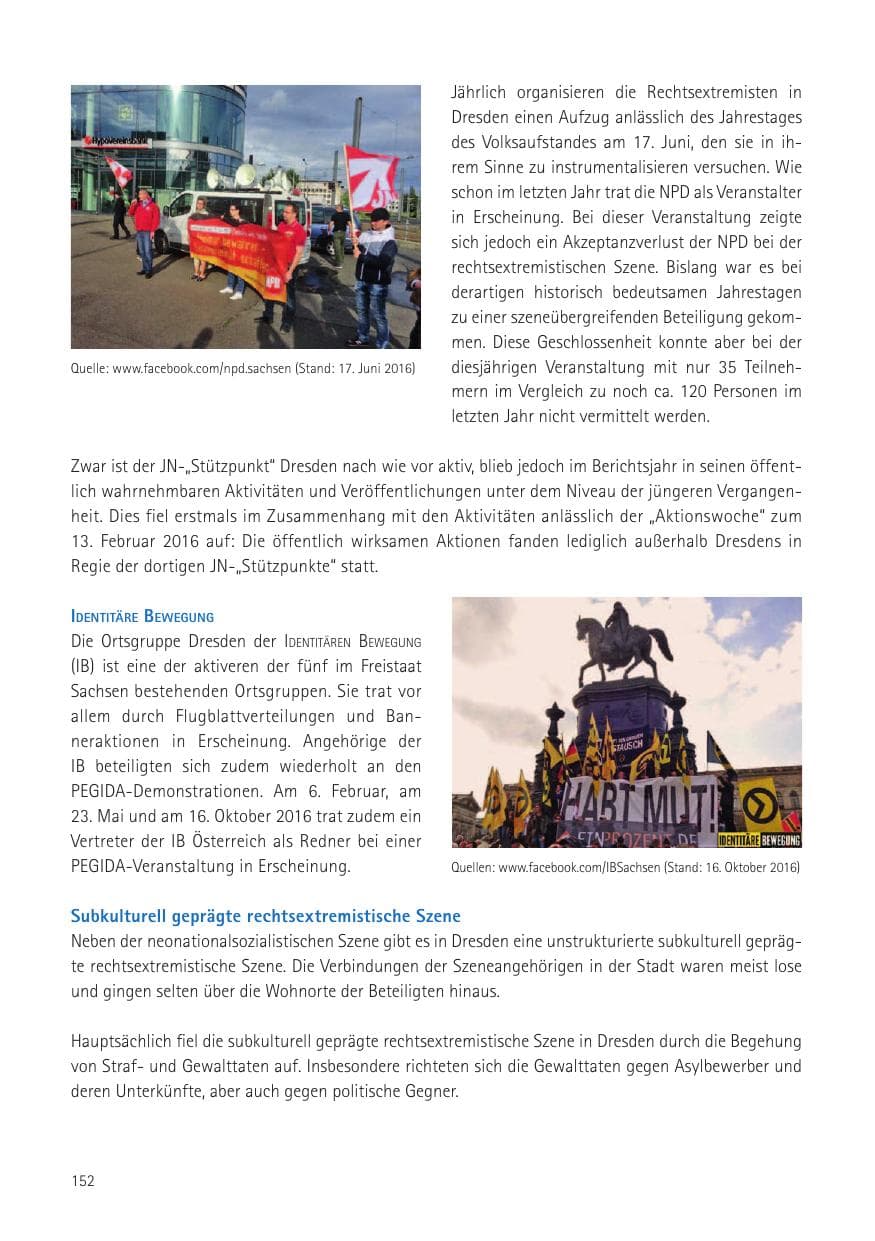 Seite 154 des Verfassungsschutzbericht 2016 Sachsen