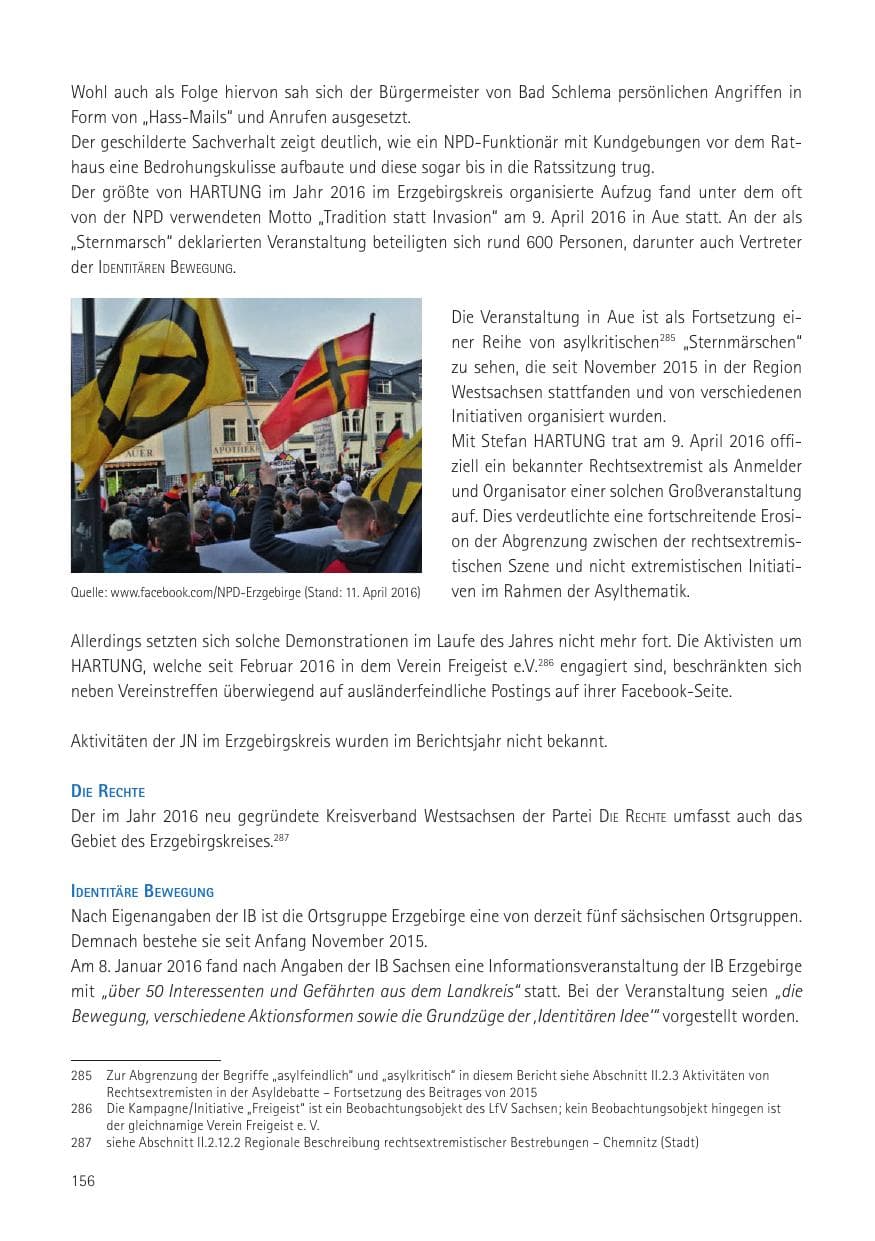 Seite 158 des Verfassungsschutzbericht 2016 Sachsen