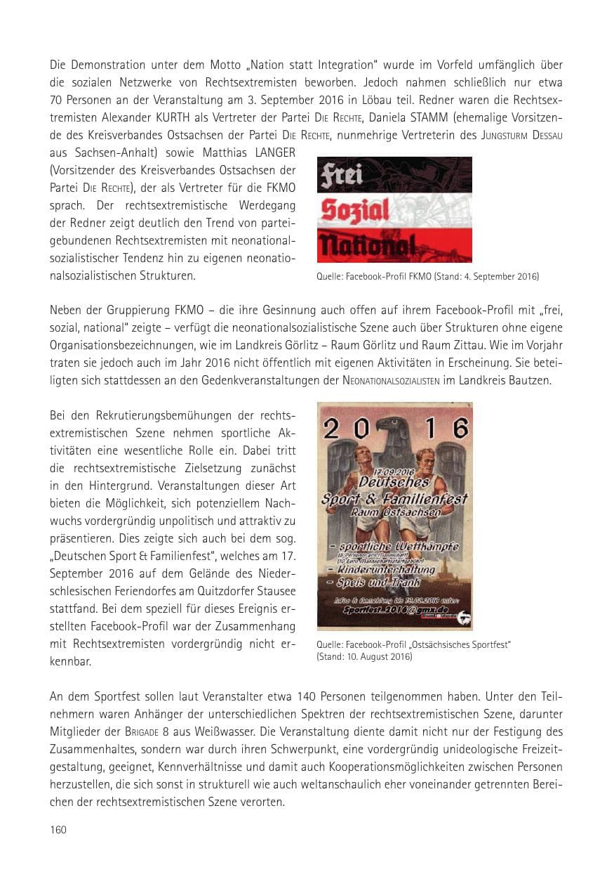 Seite 162 des Verfassungsschutzbericht 2016 Sachsen