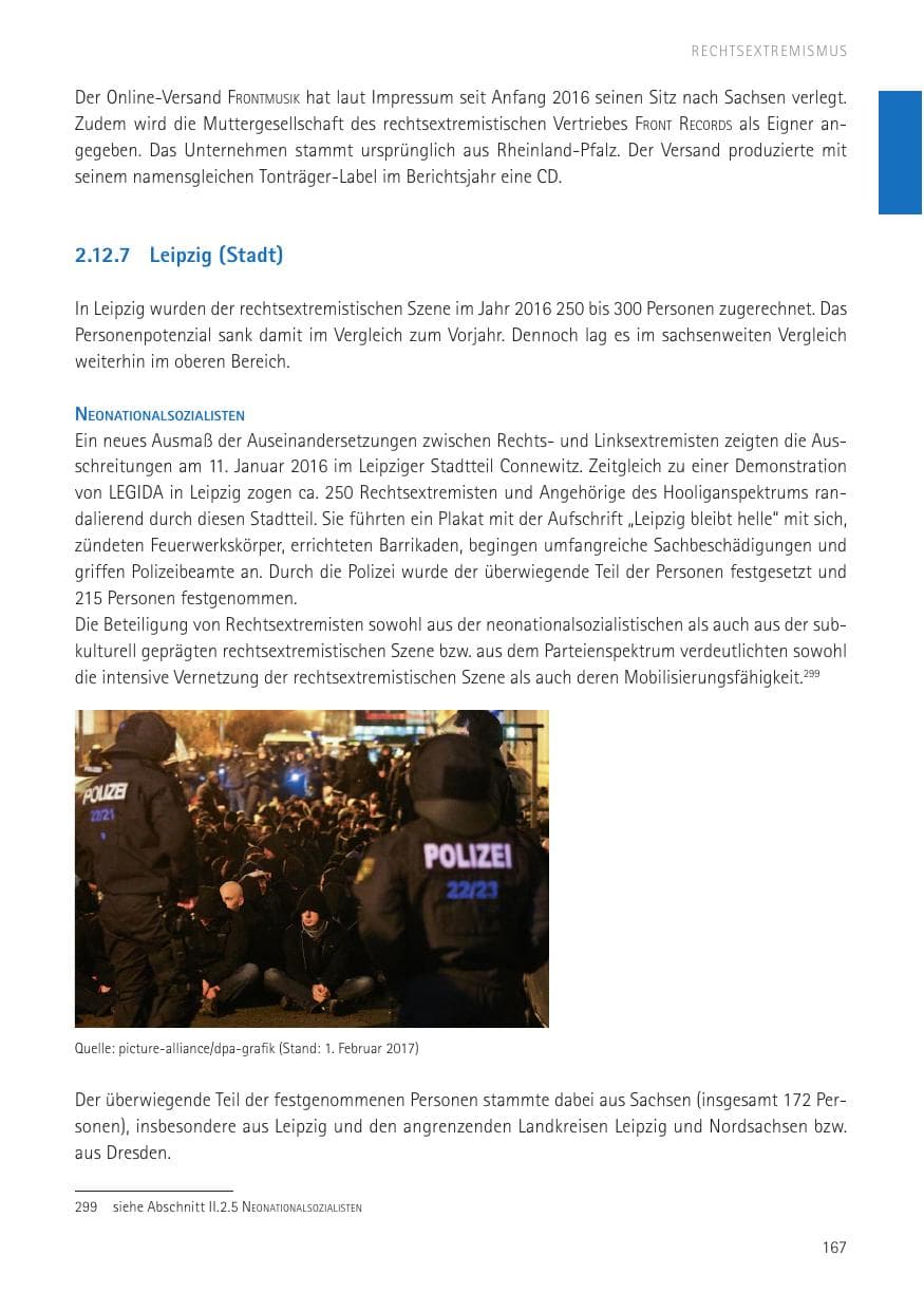 Seite 169 des Verfassungsschutzbericht 2016 Sachsen