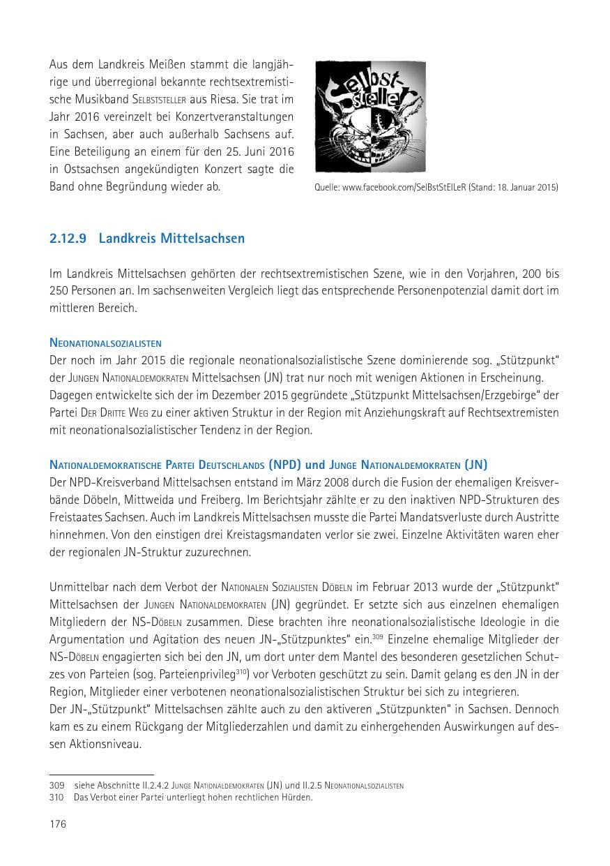 Seite 178 des Verfassungsschutzbericht 2016 Sachsen