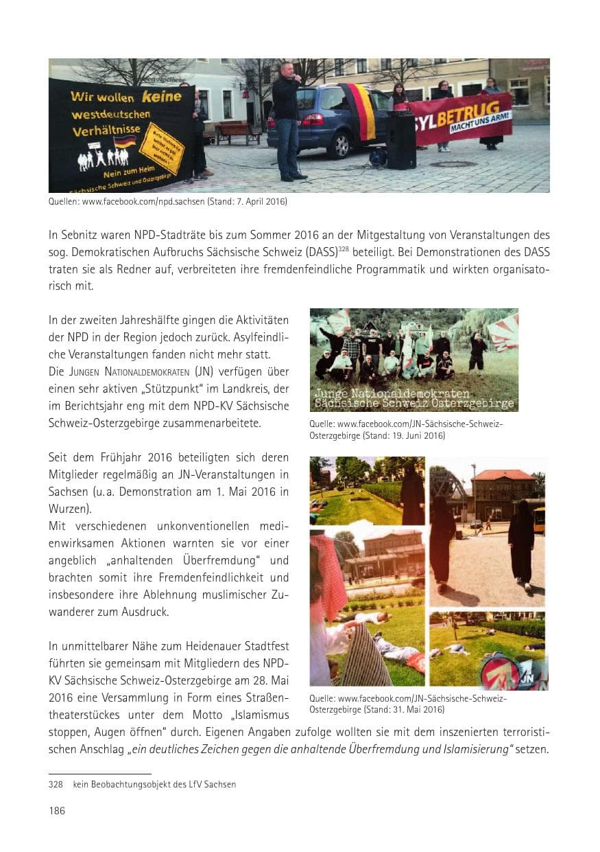 Seite 188 des Verfassungsschutzbericht 2016 Sachsen