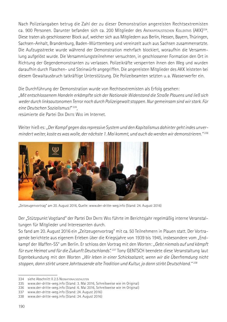 Seite 192 des Verfassungsschutzbericht 2016 Sachsen