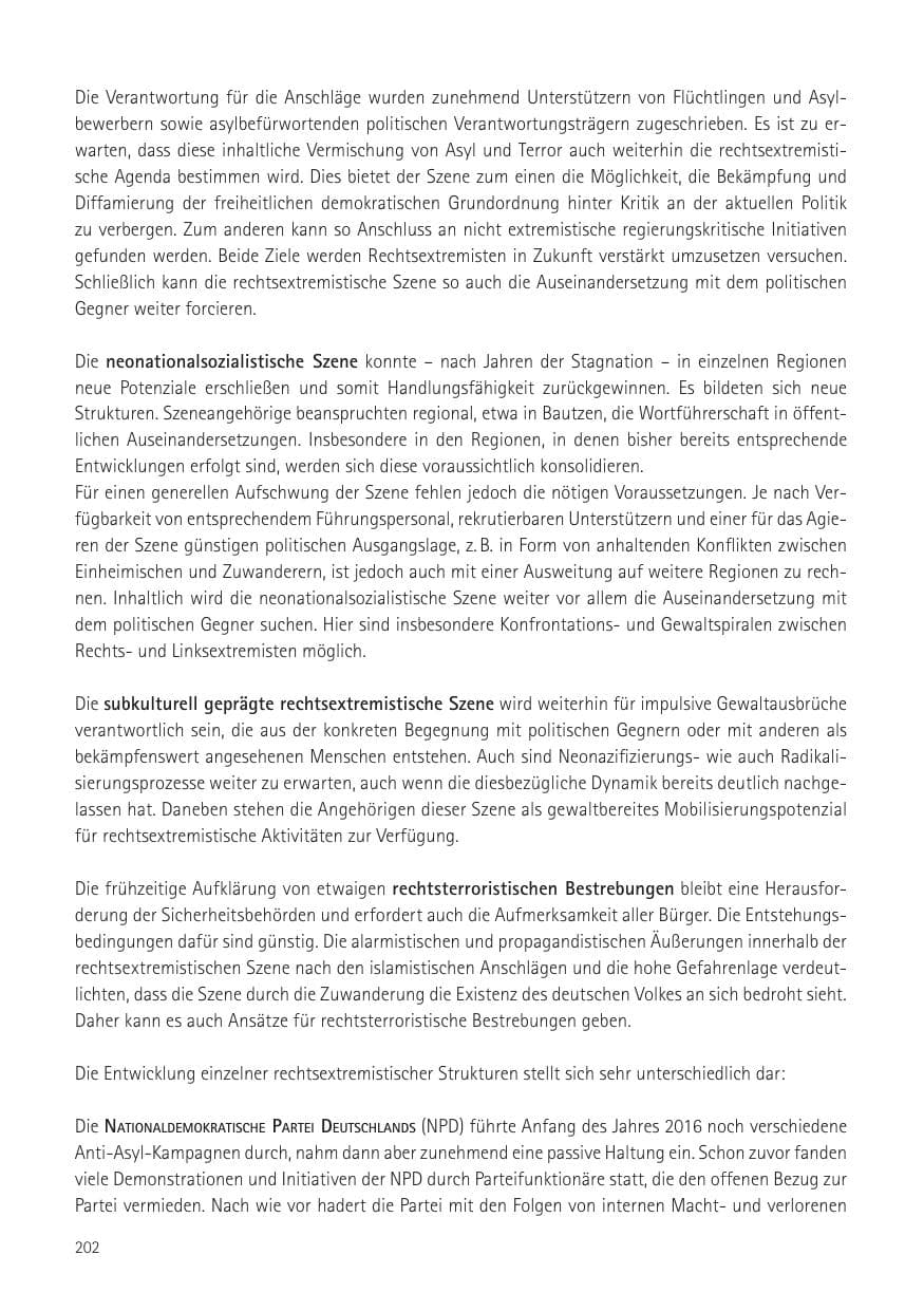Seite 204 des Verfassungsschutzbericht 2016 Sachsen