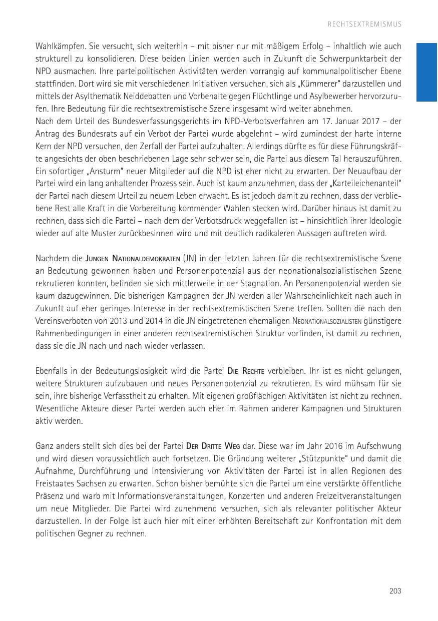 Seite 205 des Verfassungsschutzbericht 2016 Sachsen