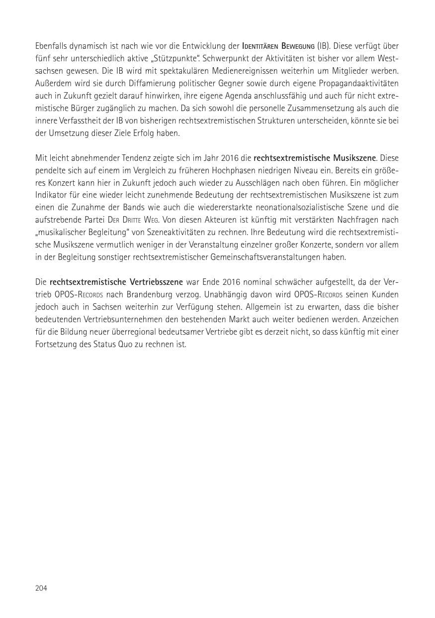 Seite 206 des Verfassungsschutzbericht 2016 Sachsen