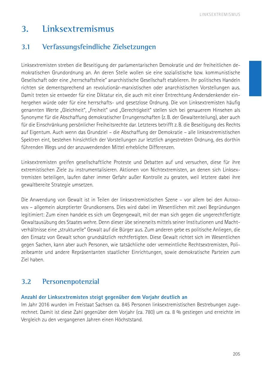 Seite 207 des Verfassungsschutzbericht 2016 Sachsen
