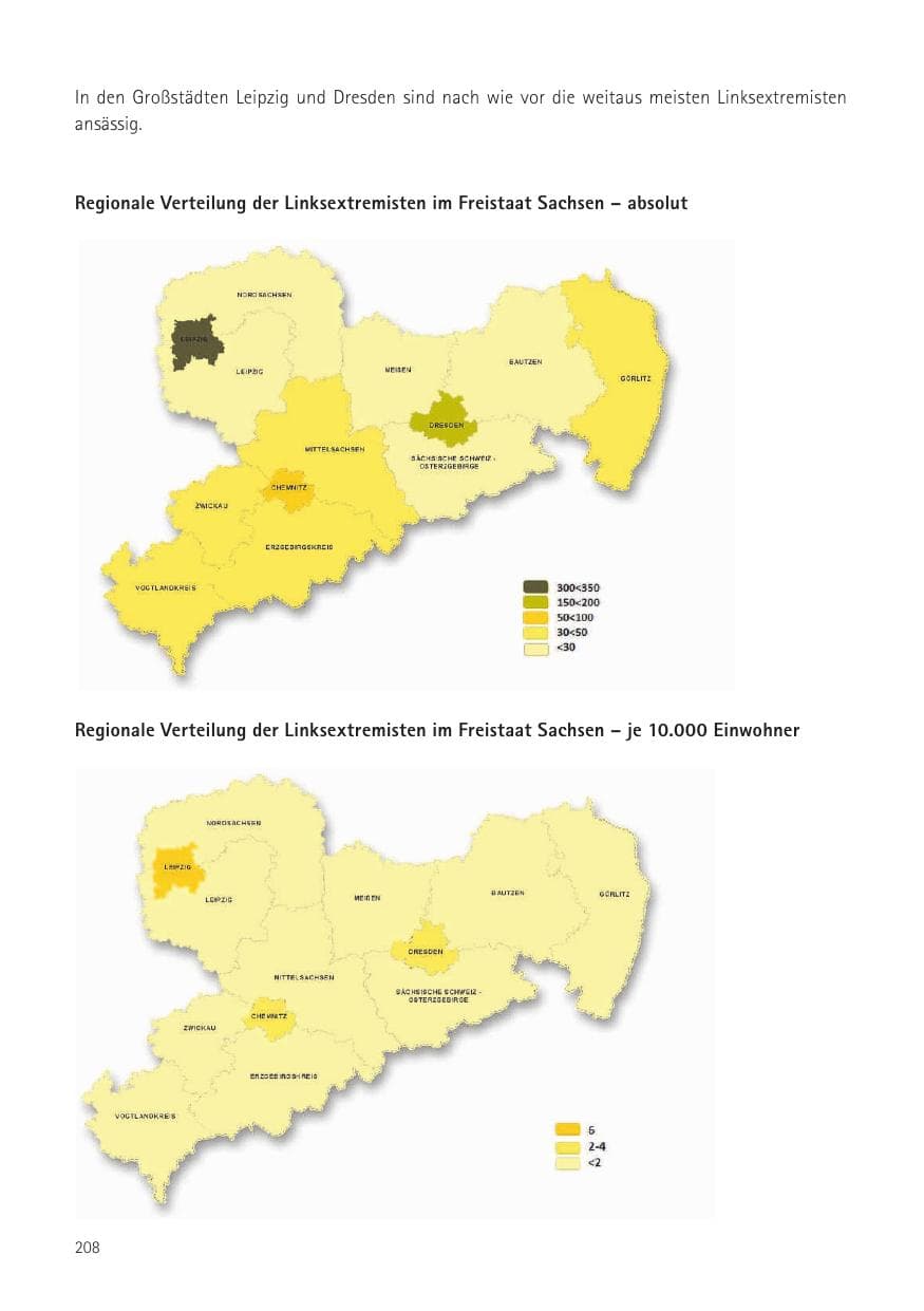 Seite 210 des Verfassungsschutzbericht 2016 Sachsen