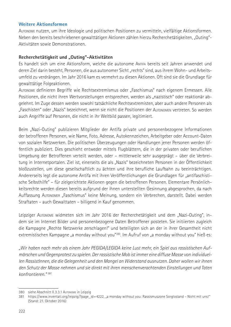 Seite 224 des Verfassungsschutzbericht 2016 Sachsen
