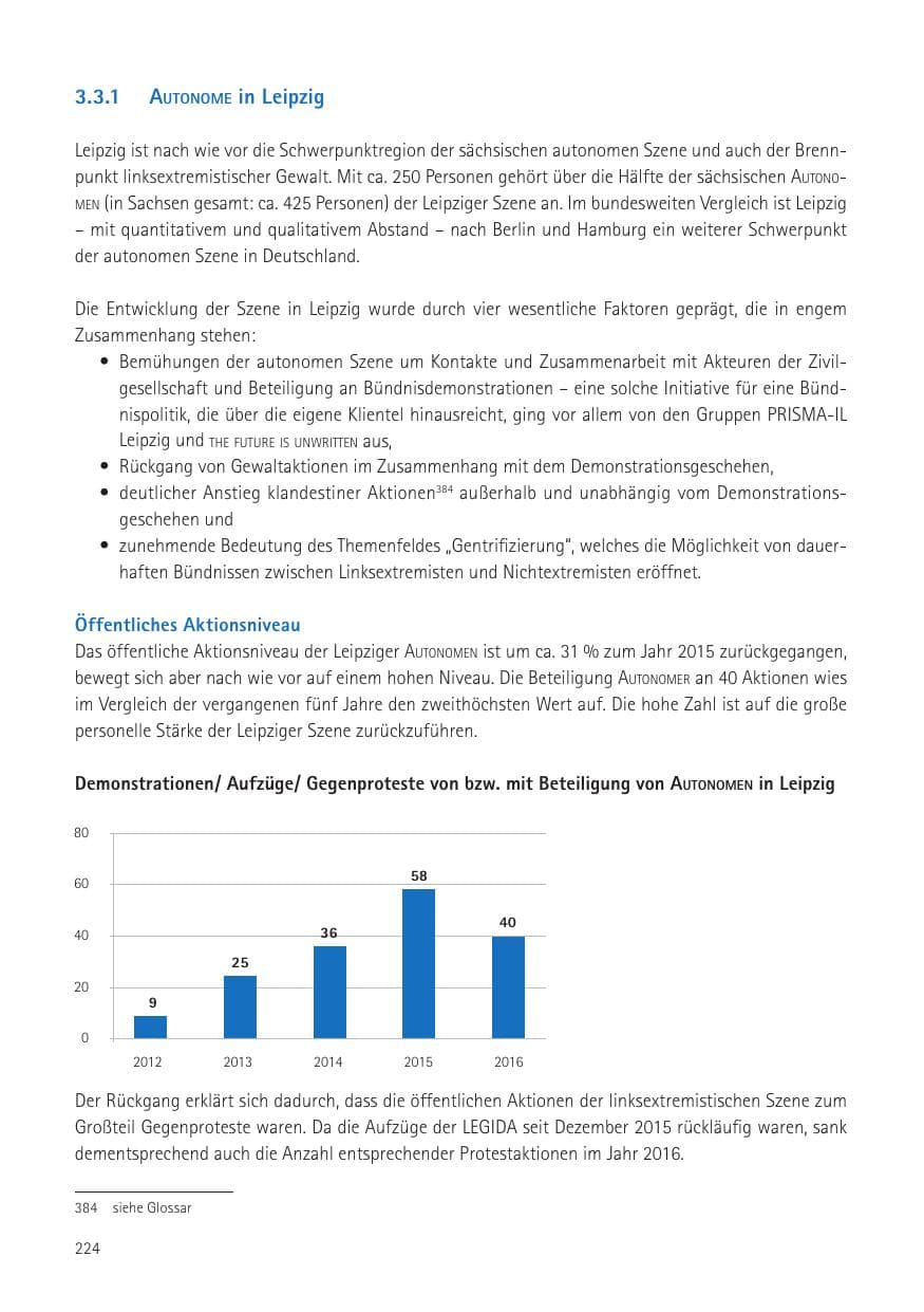 Seite 226 des Verfassungsschutzbericht 2016 Sachsen