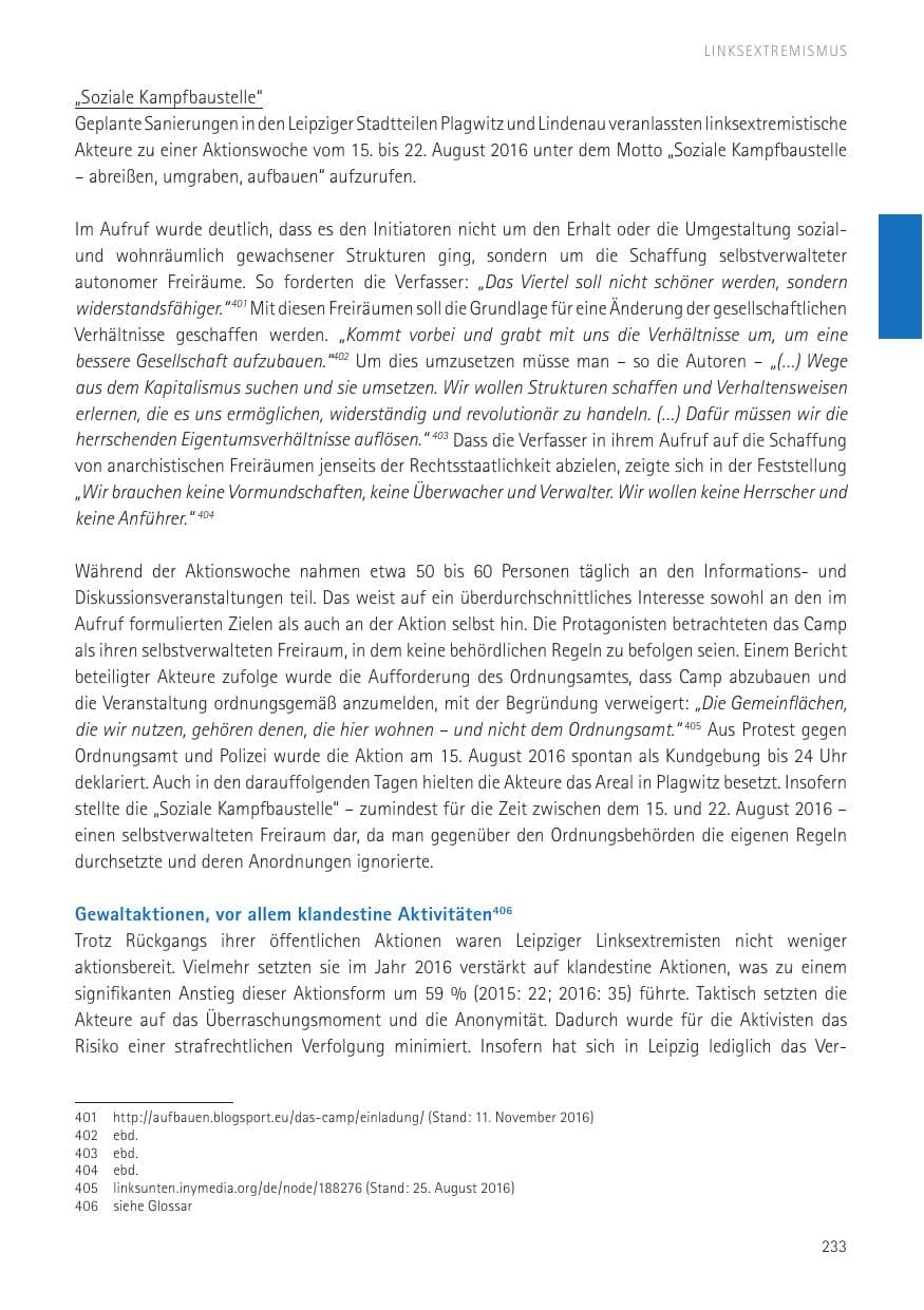 Seite 235 des Verfassungsschutzbericht 2016 Sachsen