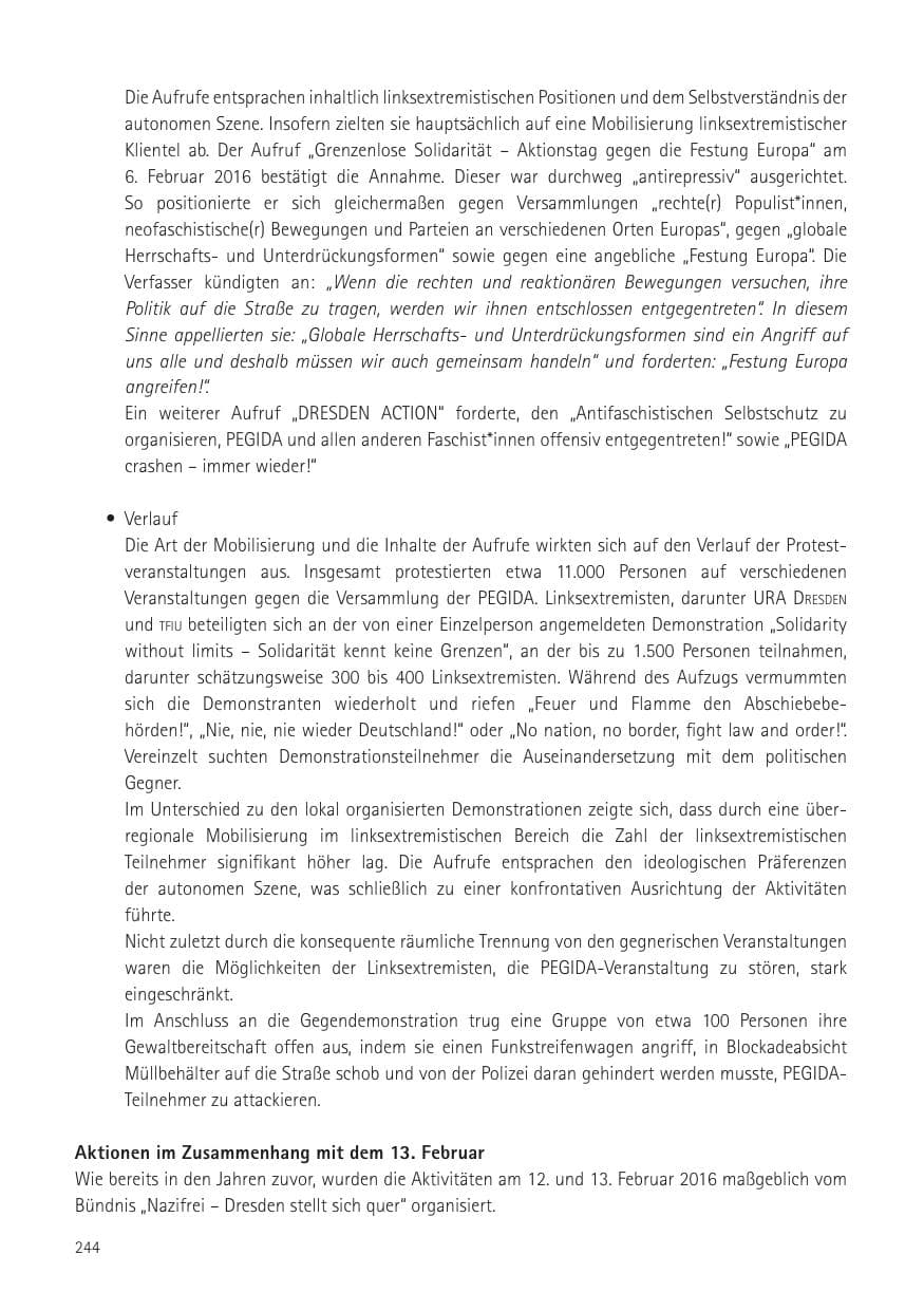 Seite 246 des Verfassungsschutzbericht 2016 Sachsen