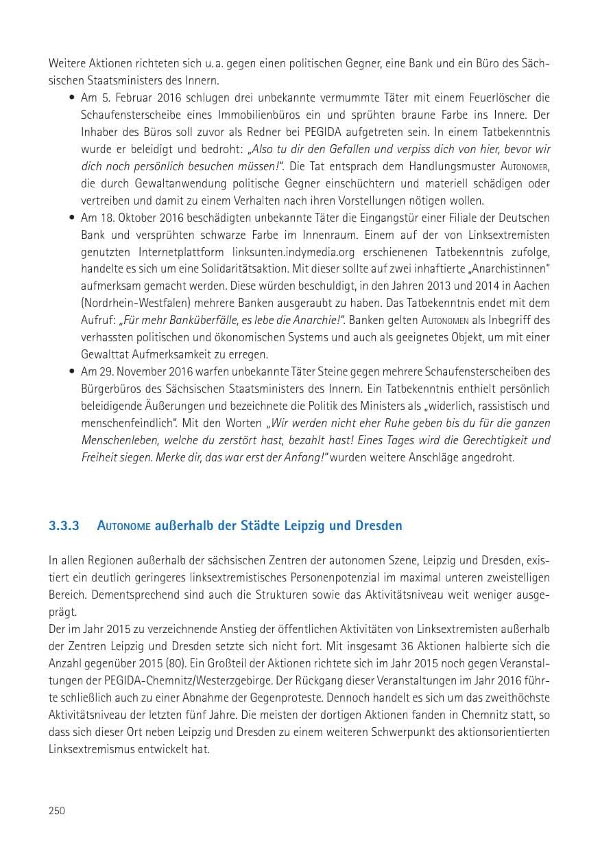 Seite 252 des Verfassungsschutzbericht 2016 Sachsen