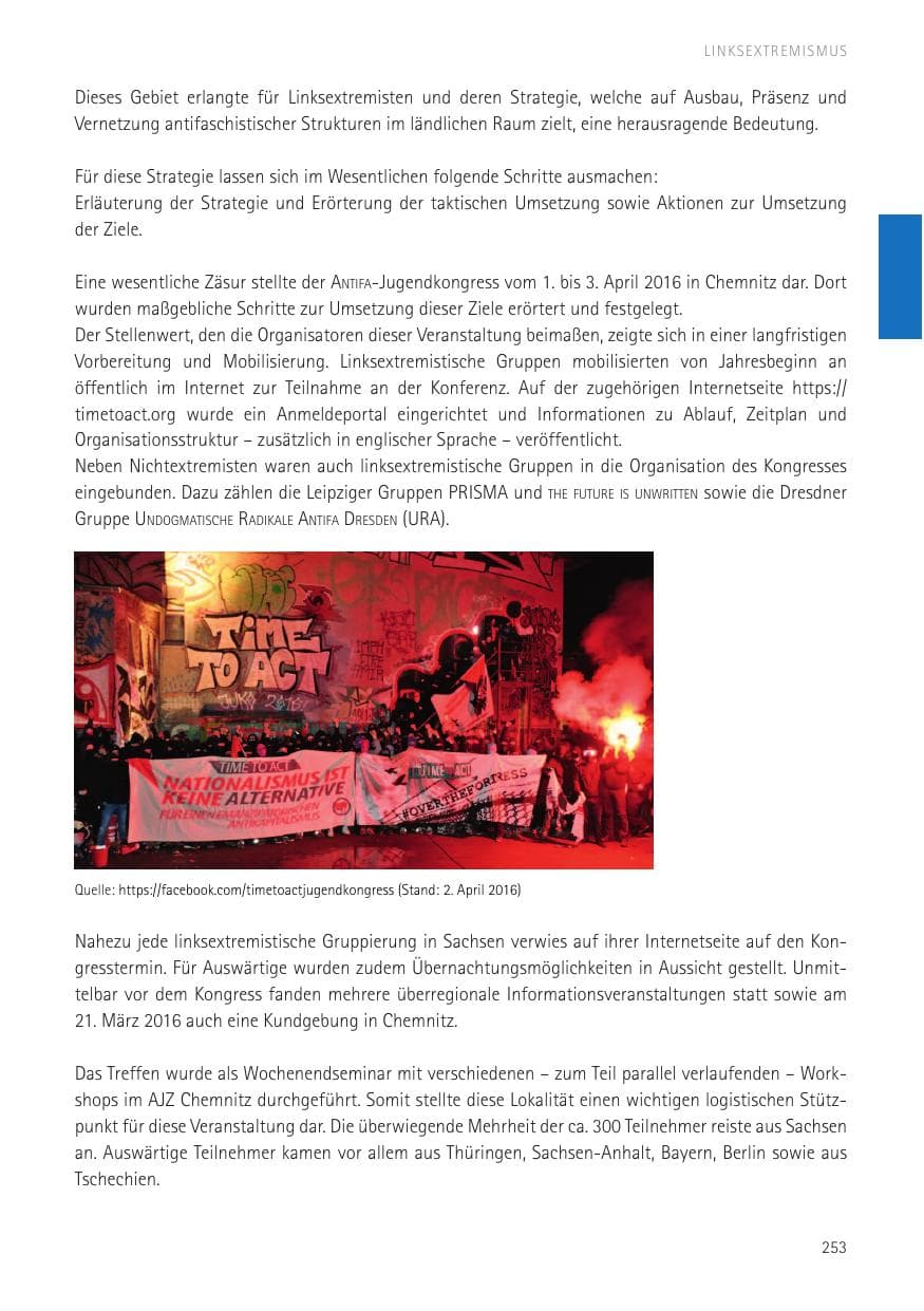 Seite 255 des Verfassungsschutzbericht 2016 Sachsen