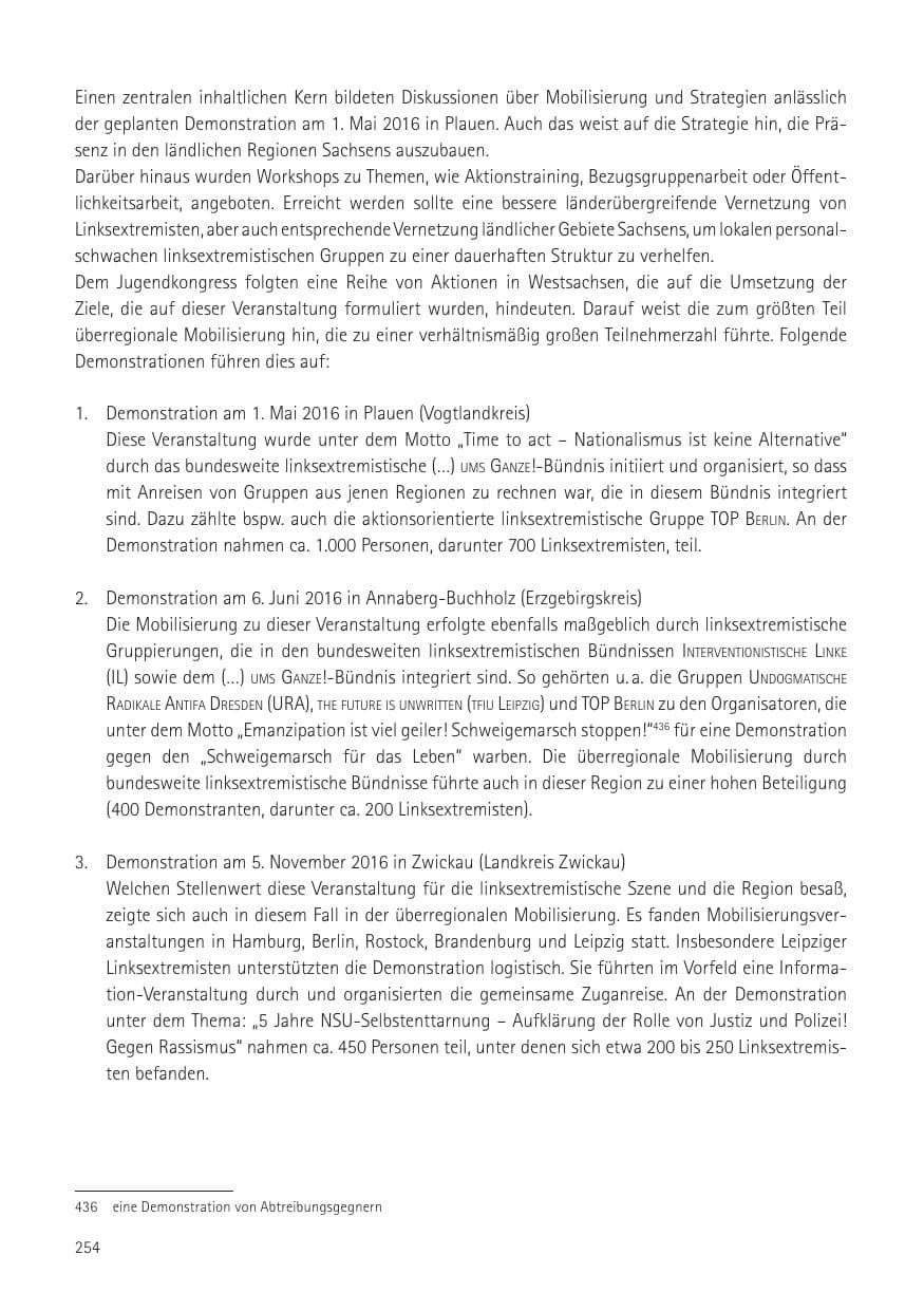 Seite 256 des Verfassungsschutzbericht 2016 Sachsen