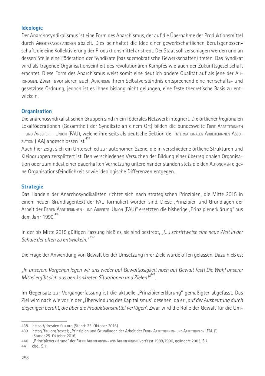 Seite 260 des Verfassungsschutzbericht 2016 Sachsen