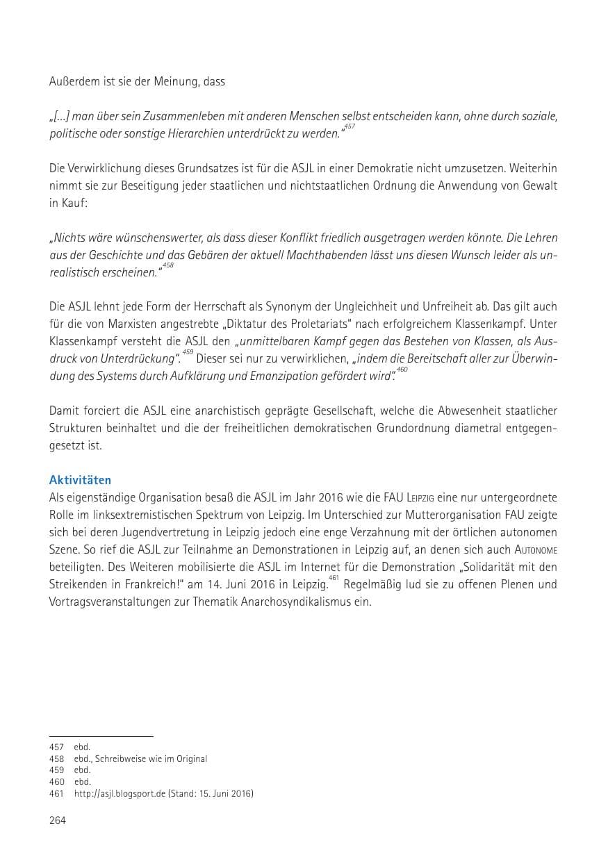 Seite 266 des Verfassungsschutzbericht 2016 Sachsen