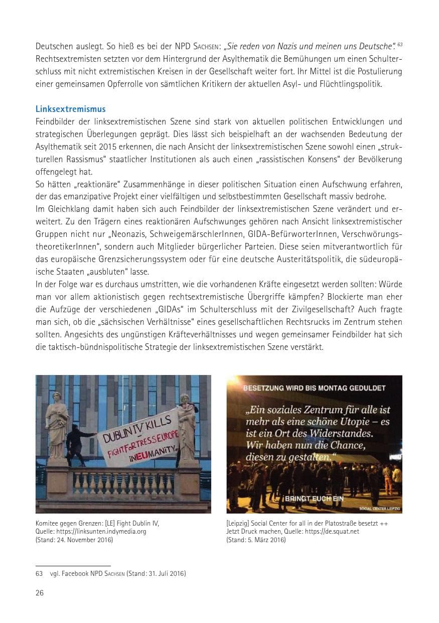 Seite 28 des Verfassungsschutzbericht 2016 Sachsen
