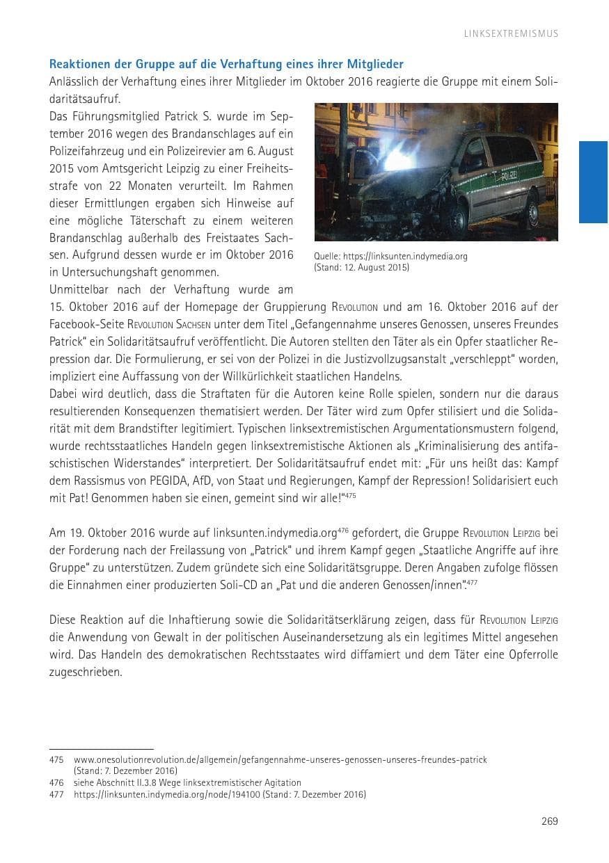 Seite 271 des Verfassungsschutzbericht 2016 Sachsen