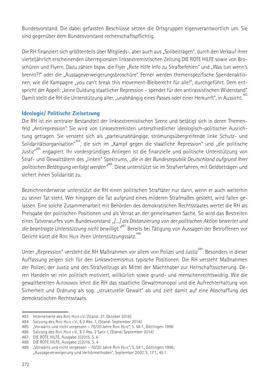 Seite 274 des Verfassungsschutzbericht 2016 Sachsen