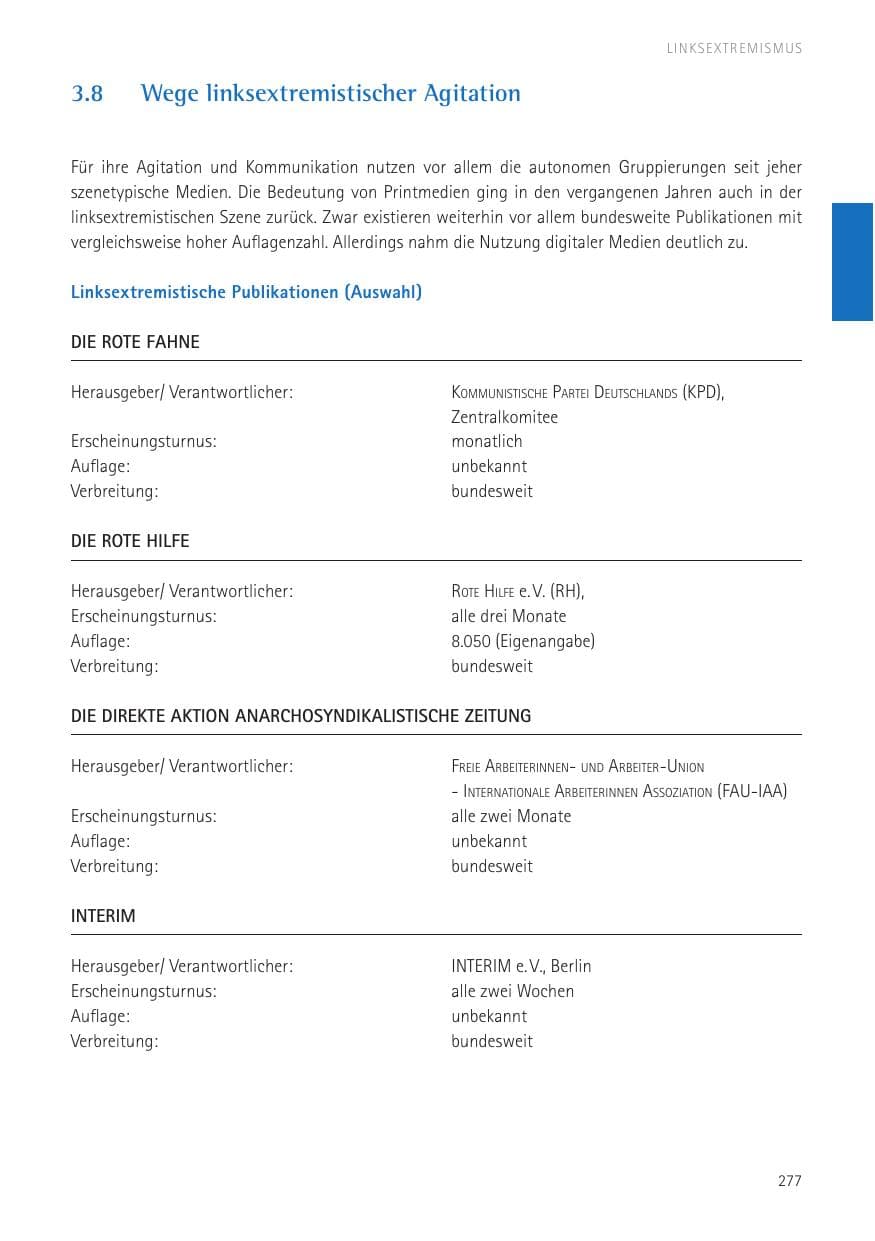 Seite 279 des Verfassungsschutzbericht 2016 Sachsen
