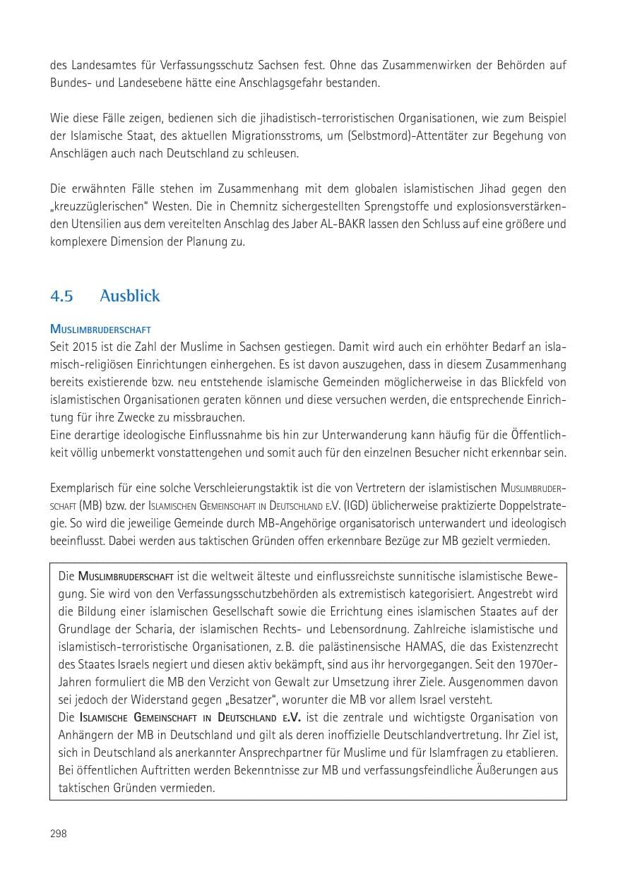 Seite 300 des Verfassungsschutzbericht 2016 Sachsen