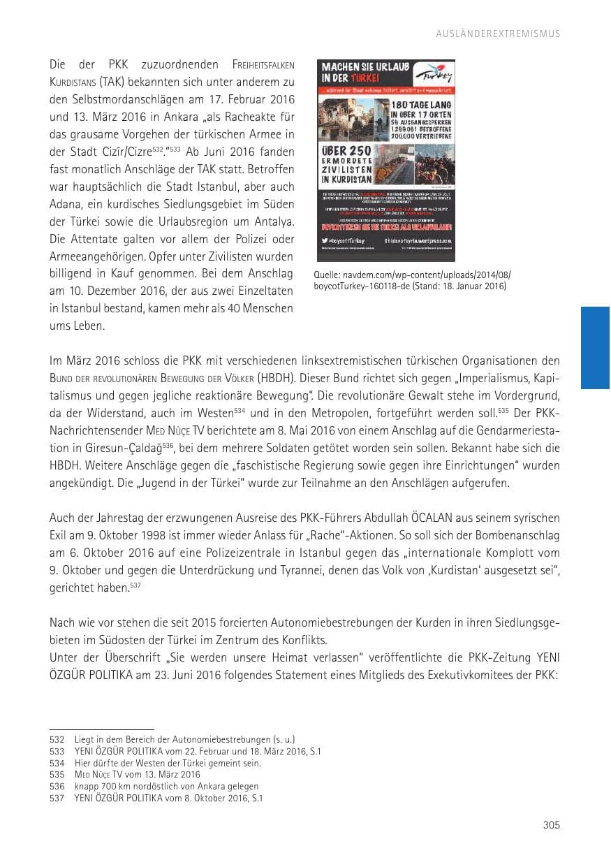 Seite 307 des Verfassungsschutzbericht 2016 Sachsen
