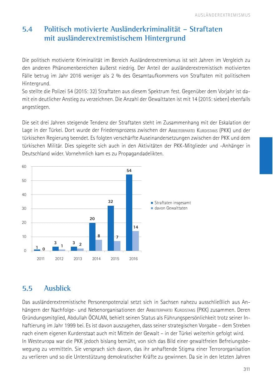 Seite 313 des Verfassungsschutzbericht 2016 Sachsen