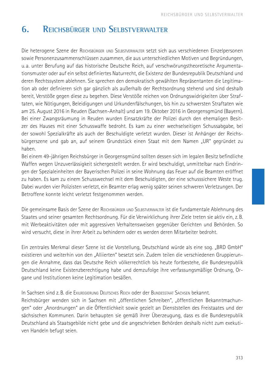 Seite 315 des Verfassungsschutzbericht 2016 Sachsen