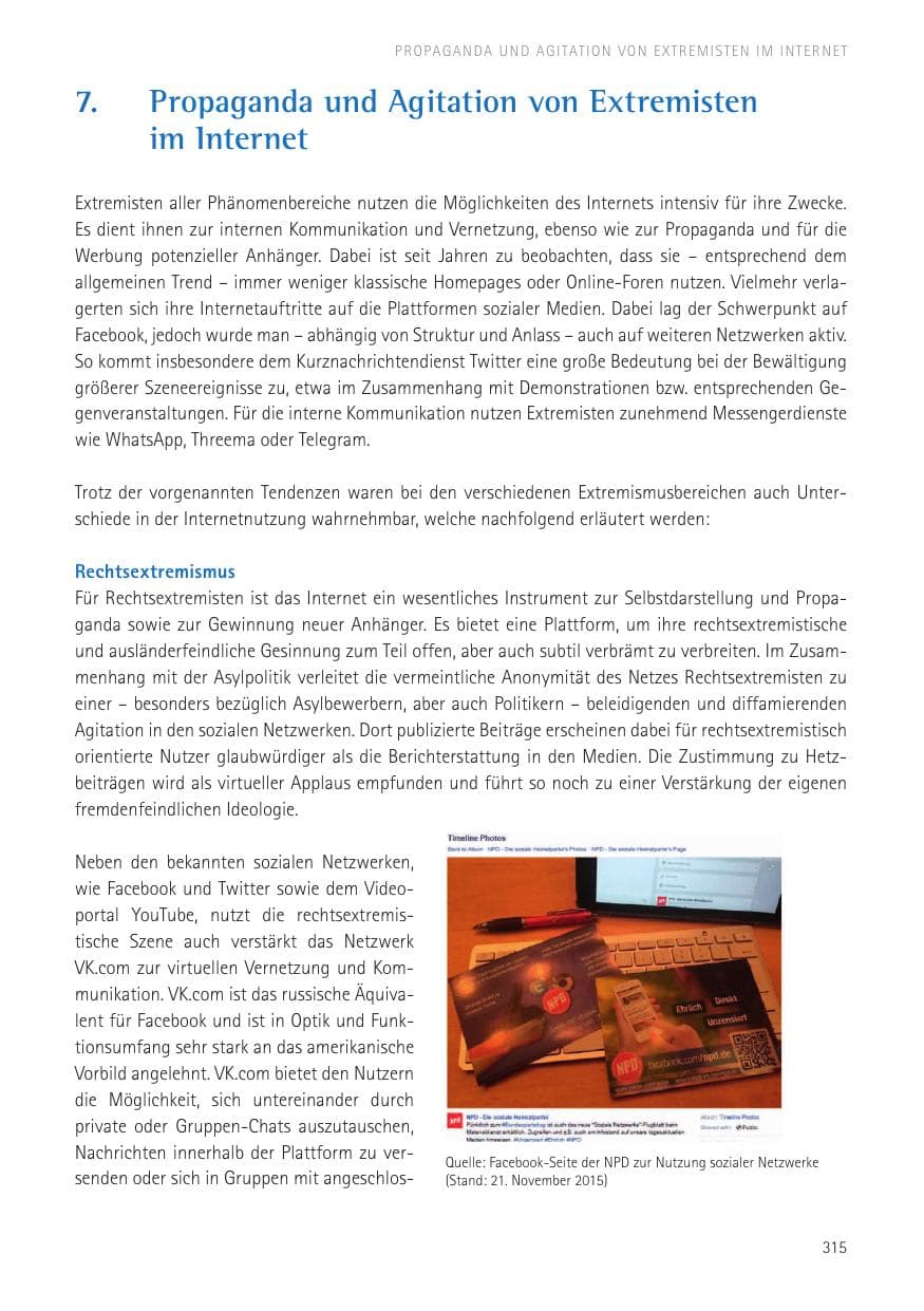 Seite 317 des Verfassungsschutzbericht 2016 Sachsen