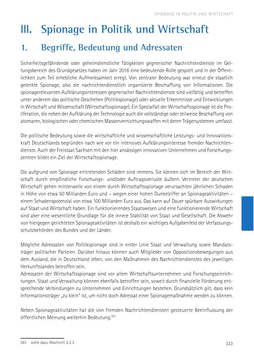 Seite 325 des Verfassungsschutzbericht 2016 Sachsen