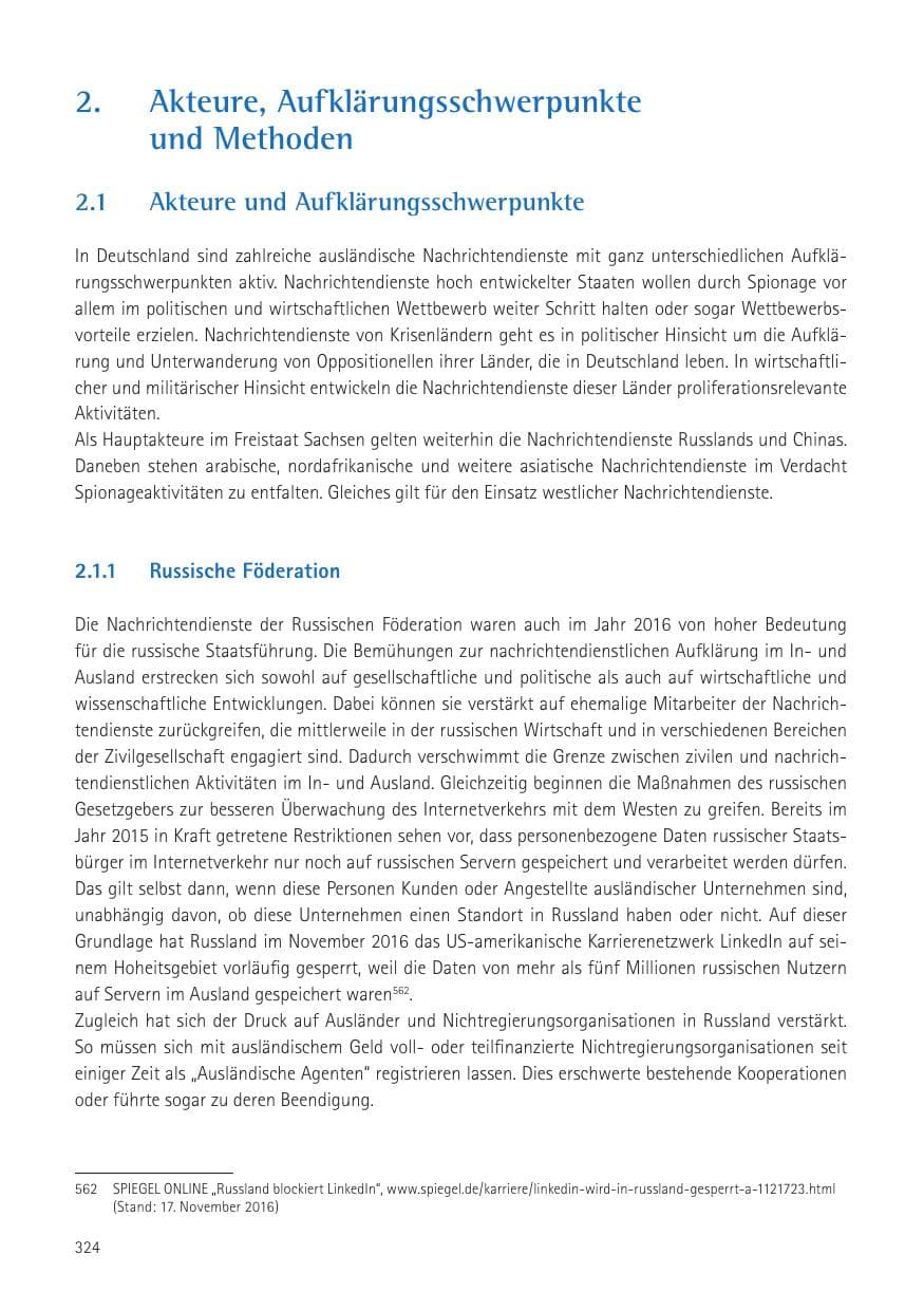 Seite 326 des Verfassungsschutzbericht 2016 Sachsen