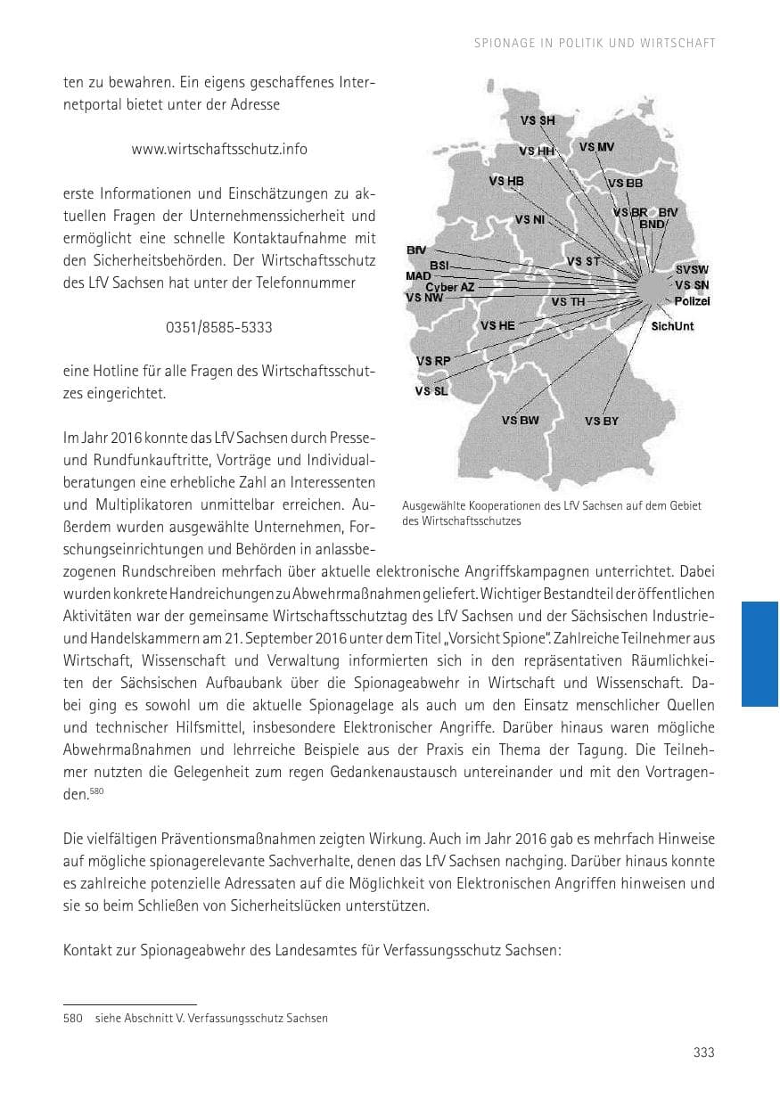 Seite 335 des Verfassungsschutzbericht 2016 Sachsen