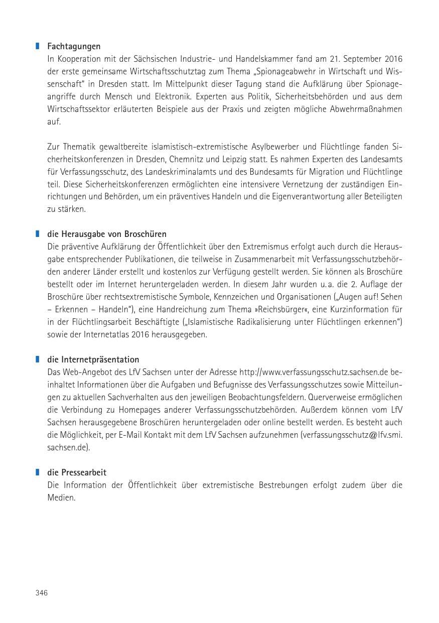 Seite 348 des Verfassungsschutzbericht 2016 Sachsen