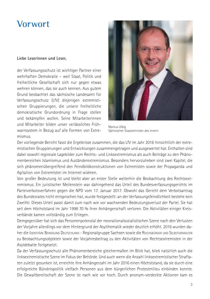 Seite 5 des Verfassungsschutzbericht 2016 Sachsen