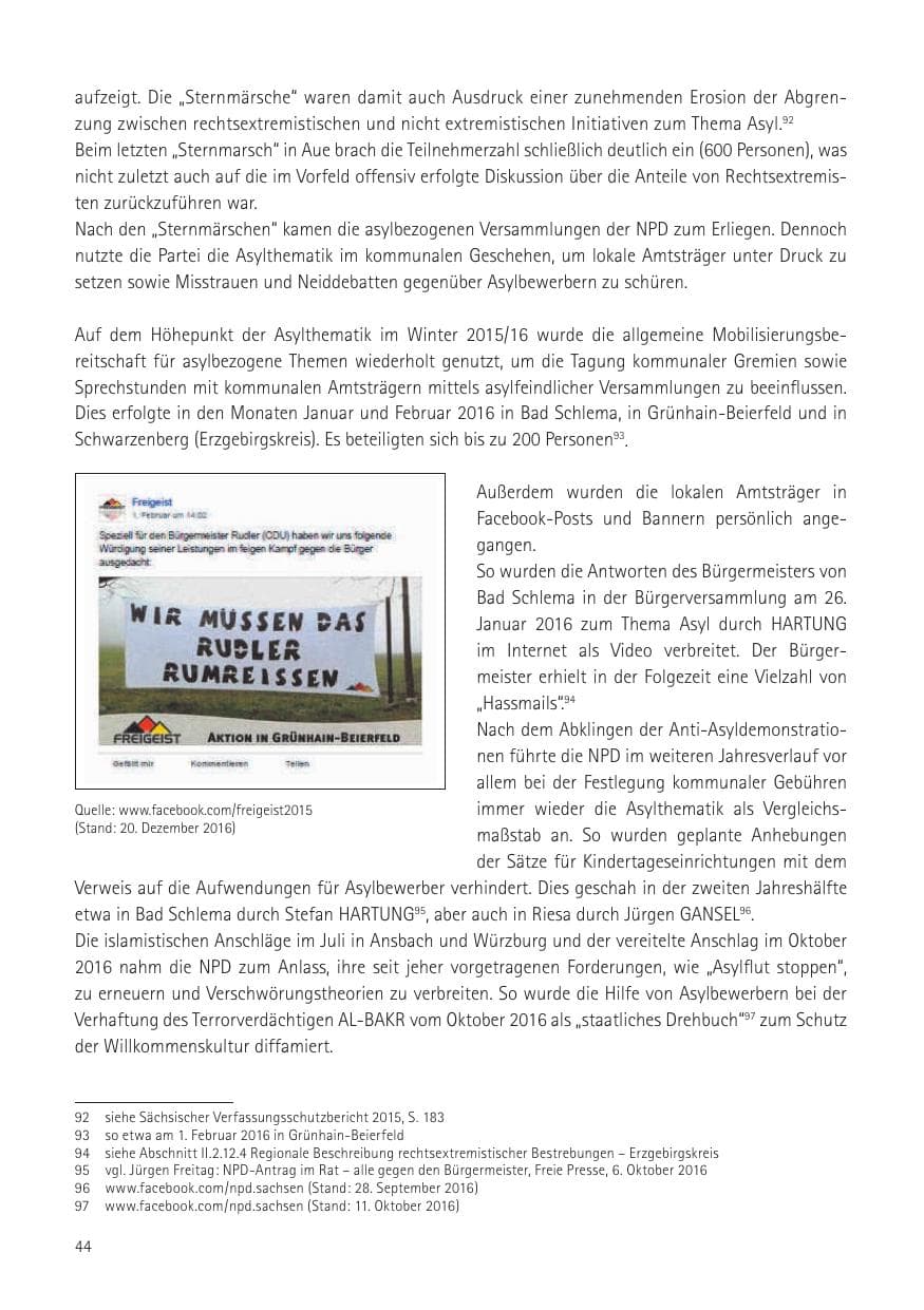 Seite 46 des Verfassungsschutzbericht 2016 Sachsen