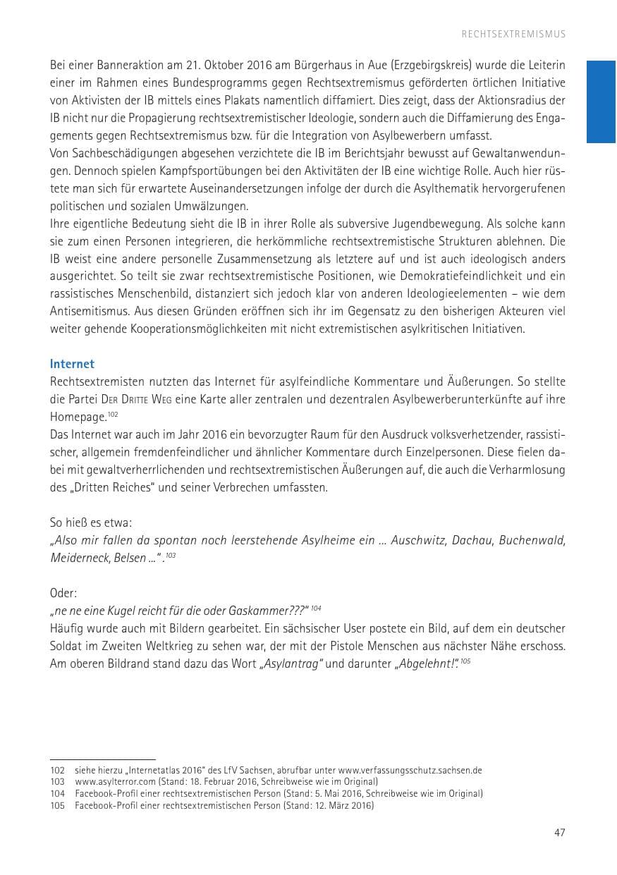 Seite 49 des Verfassungsschutzbericht 2016 Sachsen