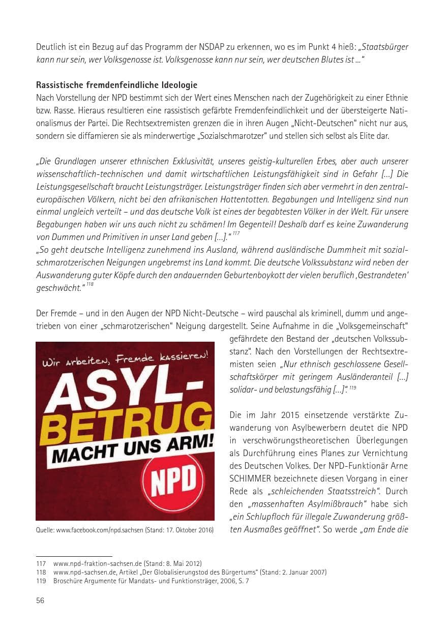 Seite 58 des Verfassungsschutzbericht 2016 Sachsen