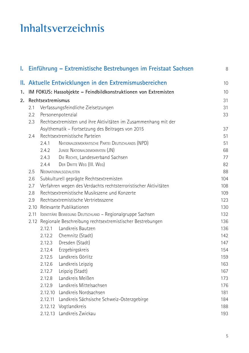 Seite 7 des Verfassungsschutzbericht 2016 Sachsen