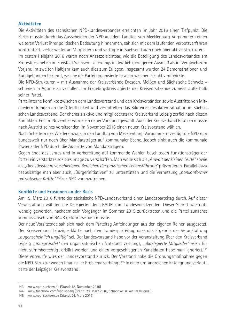 Seite 64 des Verfassungsschutzbericht 2016 Sachsen