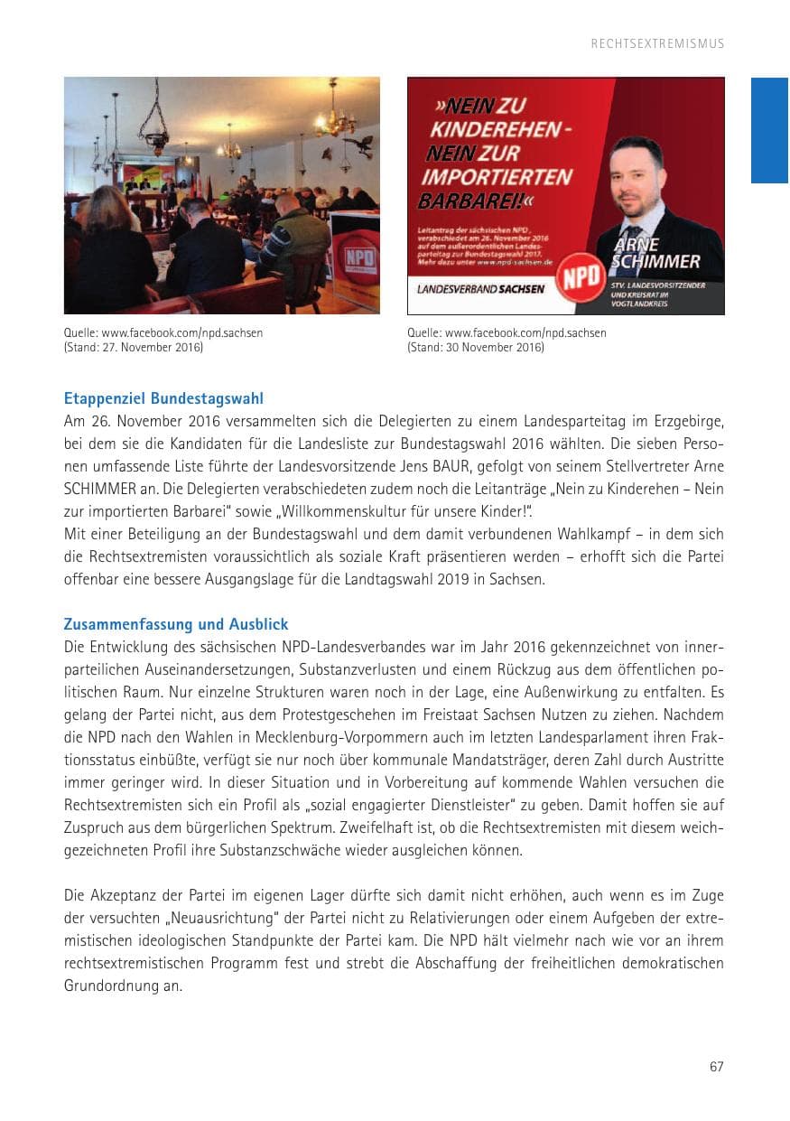 Seite 69 des Verfassungsschutzbericht 2016 Sachsen
