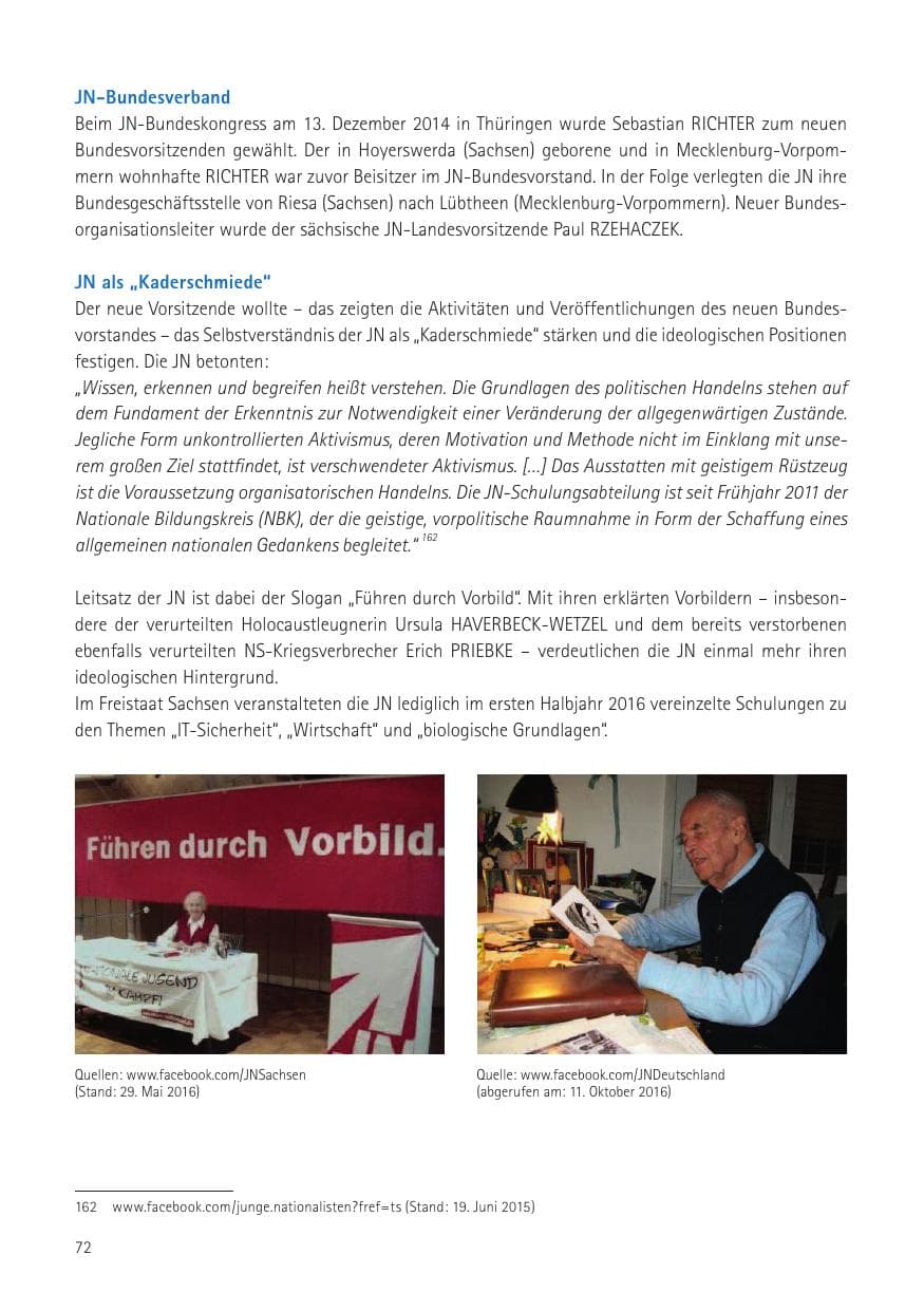 Seite 74 des Verfassungsschutzbericht 2016 Sachsen