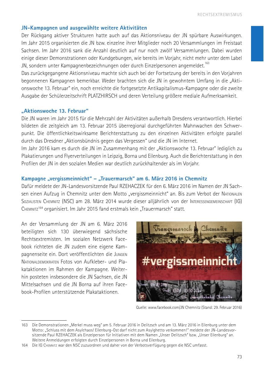 Seite 75 des Verfassungsschutzbericht 2016 Sachsen