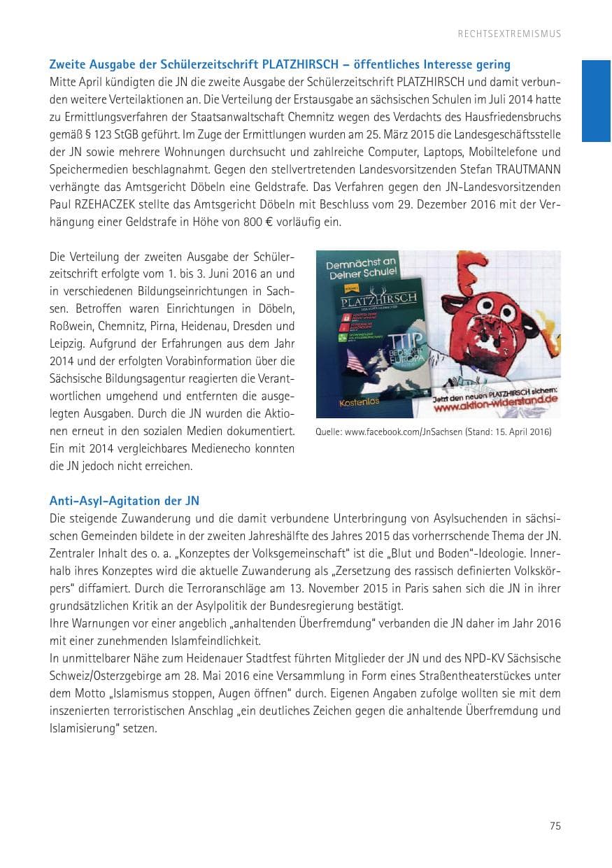 Seite 77 des Verfassungsschutzbericht 2016 Sachsen