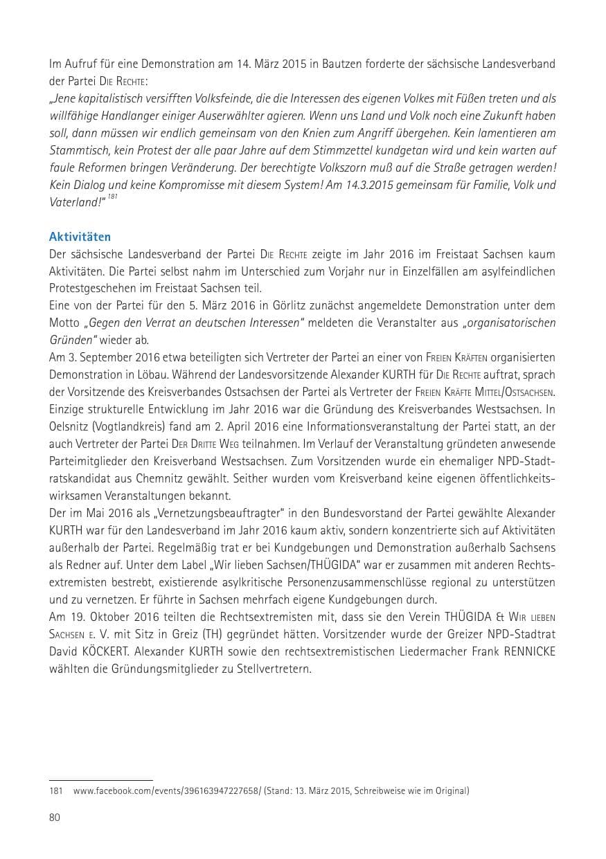 Seite 82 des Verfassungsschutzbericht 2016 Sachsen